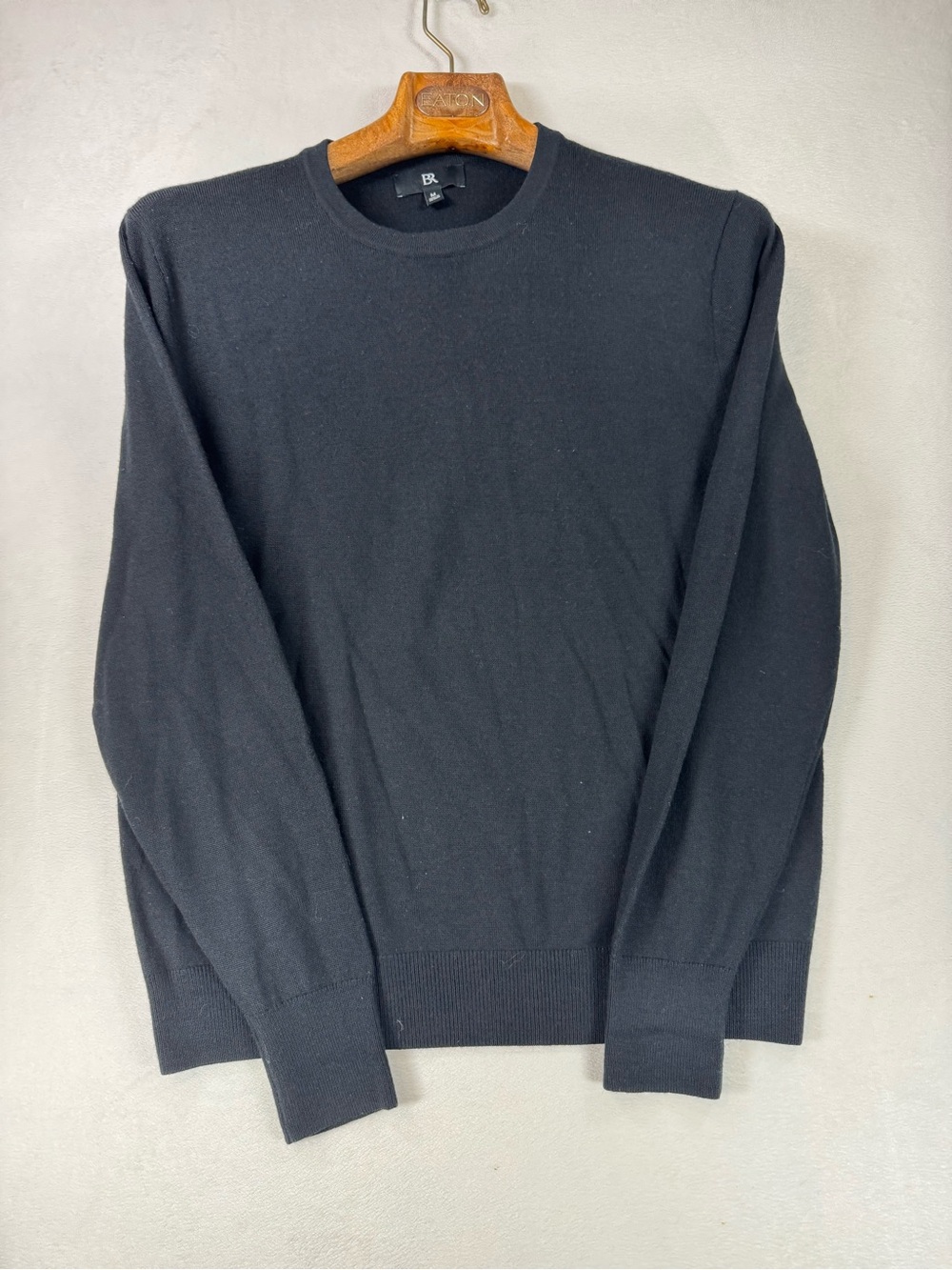 Banana Republic Black Crewneck Lightweight Merino Wool Sweater Medium
